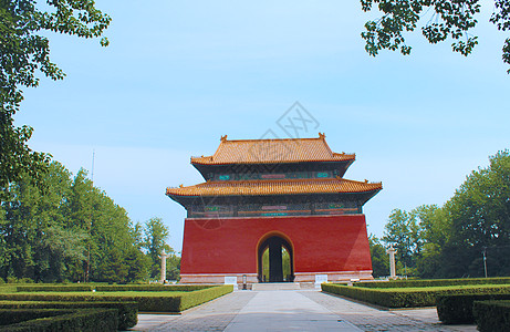 寺庙一角明十三陵的一角天空背景