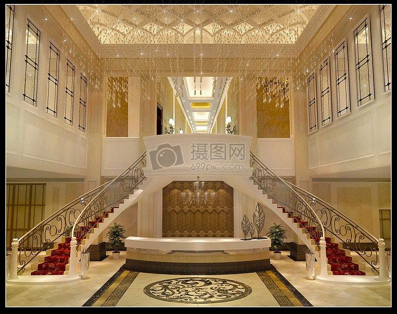 欧式酒店大堂装修效果图图片
