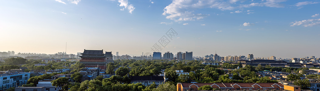 繁华街景钟鼓楼背景