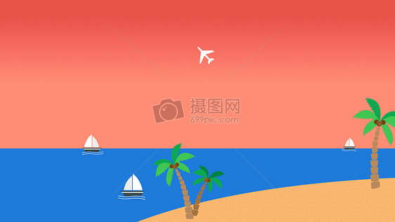 手绘-海边风光图片