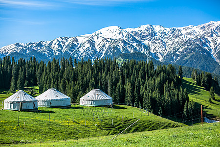 草原雪山新疆风光背景