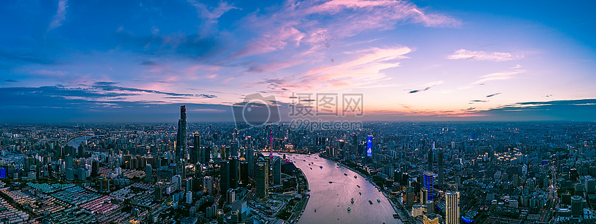 中国上海陆家嘴全景城市夜景风光图片