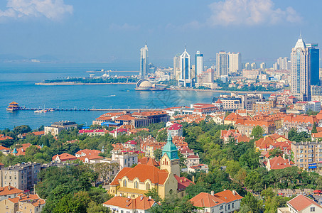 度假小镇青岛城市风光背景