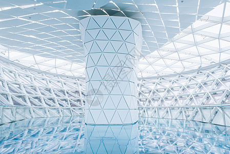 蓝色科幻背景蓝色现代建筑背景