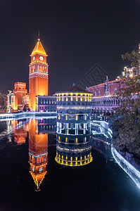 街景夜晚欧洲城夜景背景