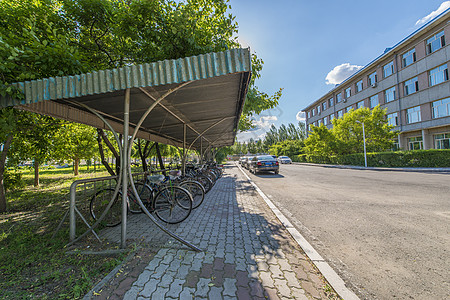 写字楼停车场校园车棚背景