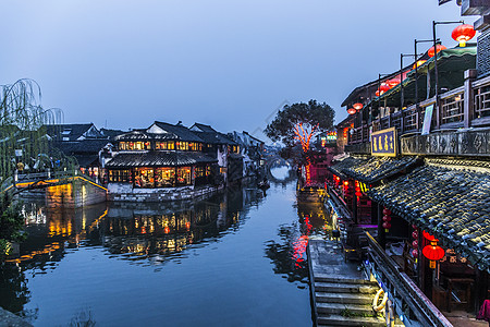 小镇夜景西塘夜景背景