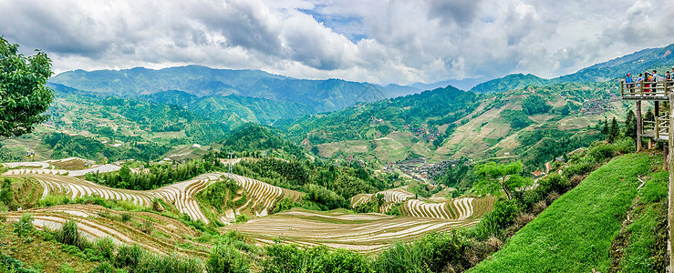 乌云太阳桂林龙脊梯田全景背景