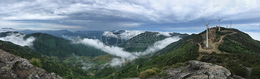 口苍山云海风车全景图图片