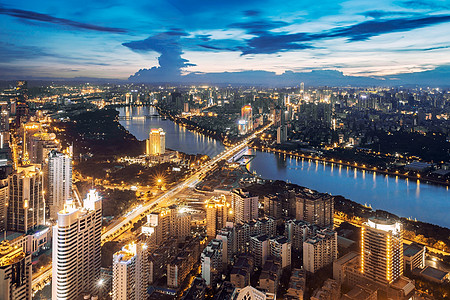 建筑外墙夜景广西南宁风光背景