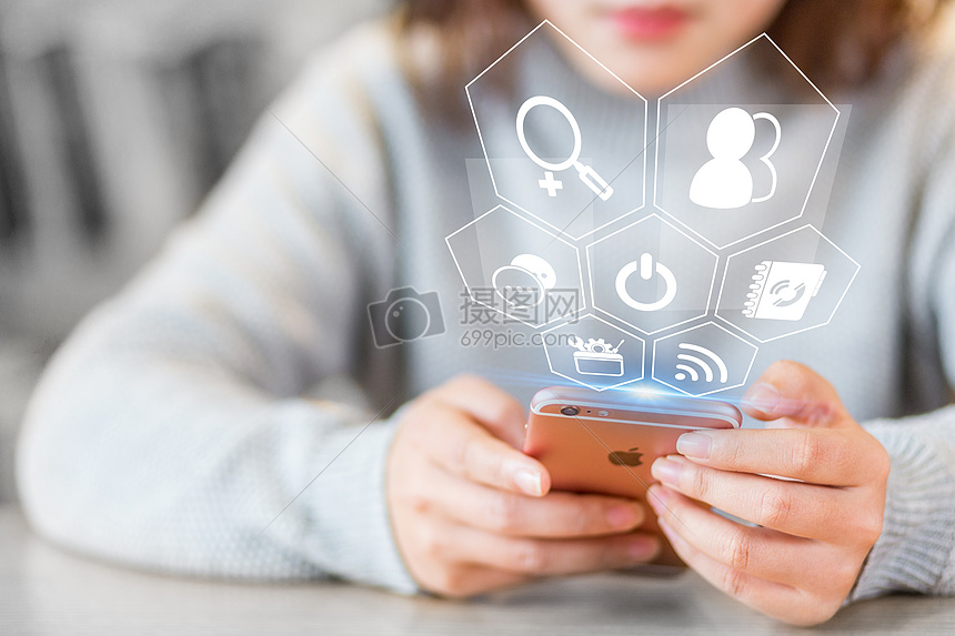 白领手拿苹果手机摄影图片免费下载_科学\/技术