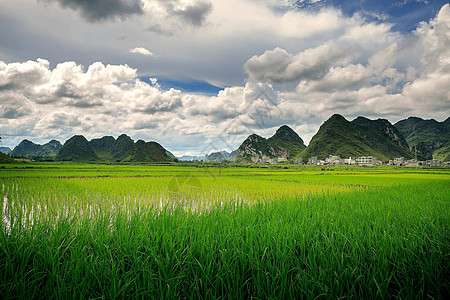 青山绿水蓝天白云广西靖西风光背景