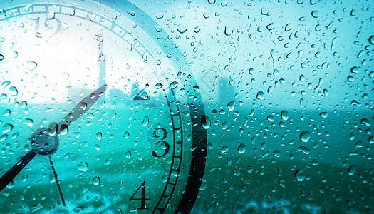玻璃下雨玻璃时钟背景设计图片