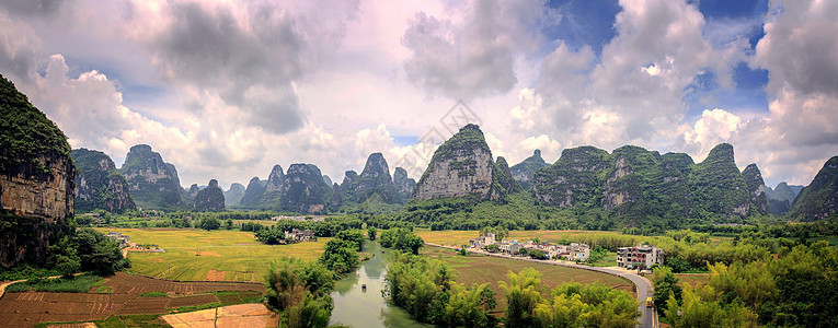 青山绿水风景广西明仕田园长卷背景