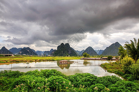 广西风光旅行鱼塘高清图片