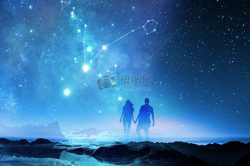 在星空散步的情侣