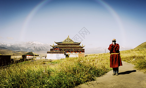 唯美彩虹阿柔大寺的彩虹背景