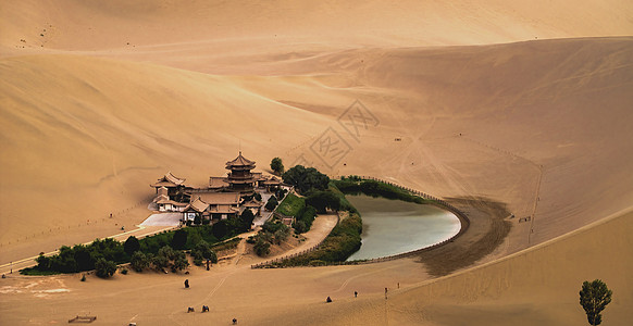 鸣沙山风景鸣沙山月牙泉背景