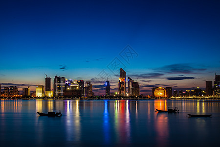 夜色天空钱塘江夜景背景