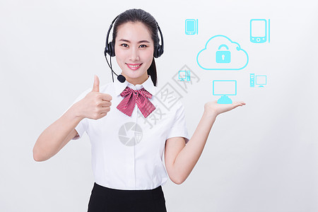亚洲女性商务人员科技形象设计图片