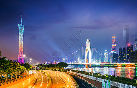 广州夜景广州有轨电车高清图片