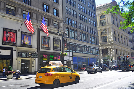 美国出租车美国纽约繁华街道背景