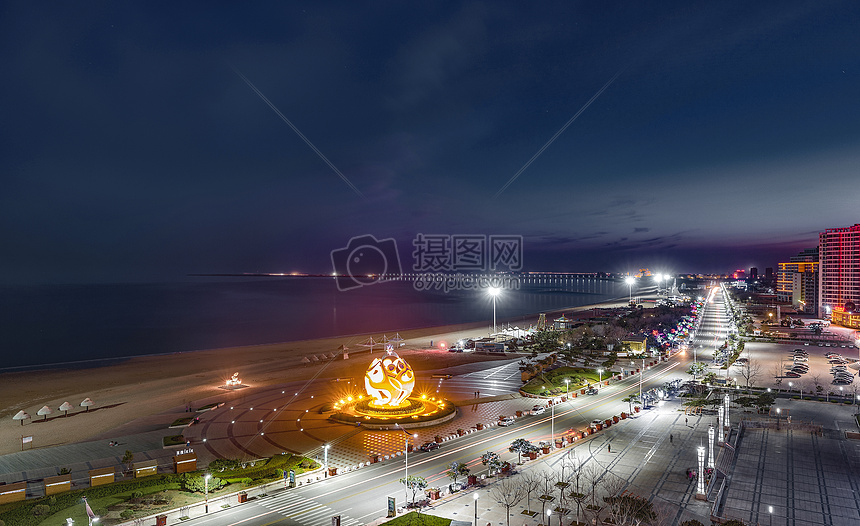 海阳万里沙滩地标夜景图片