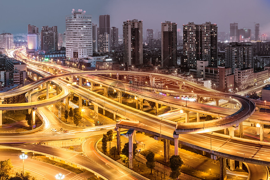 成都营门口立交桥高架桥夜景图片