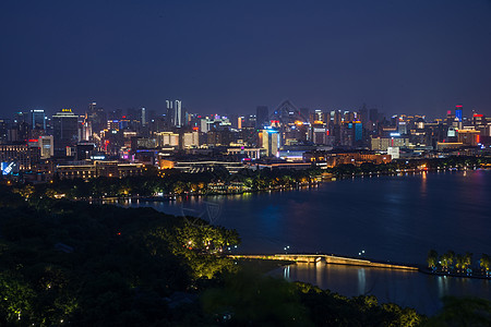 西湖夜景断桥宝石山高清图片