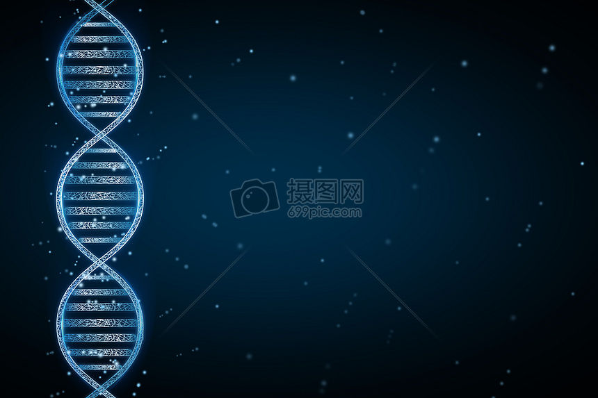 双螺旋DNA蓝色背景图片