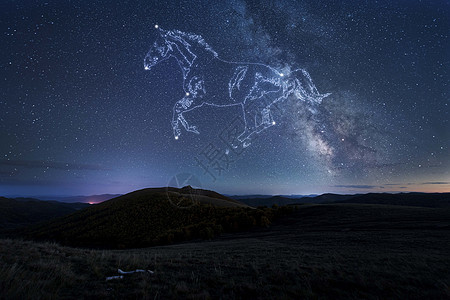 草原星空天马行空设计图片