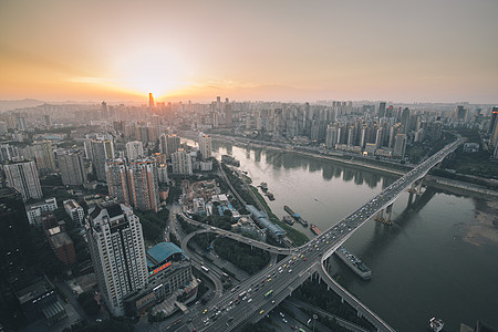 城市街景重庆日落城市风光背景