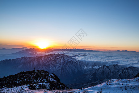 山顶日出风景四川牛背山日出背景