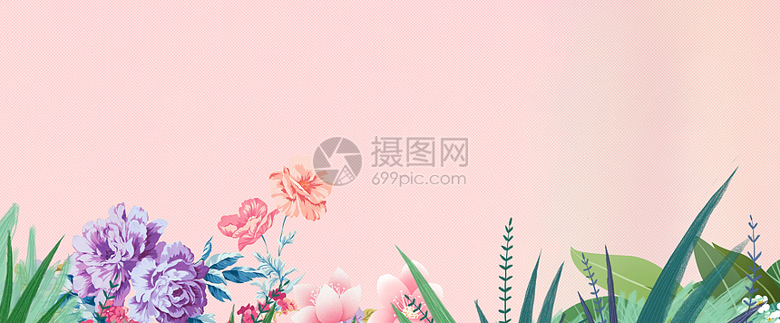 七夕情人节花朵BANNER边框背景图片