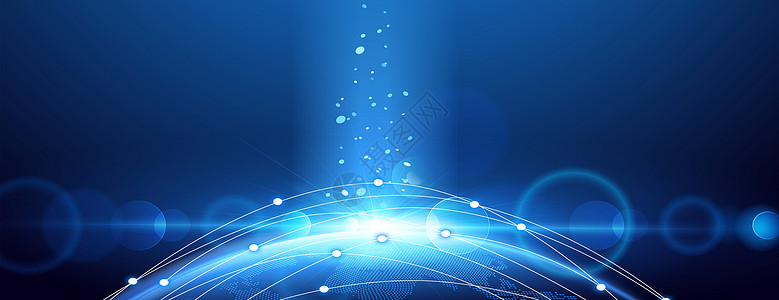 电脑会议全球信息科技蓝色背景设计图片