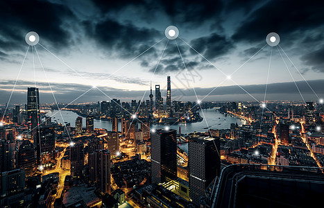 黄昏夜景城市科技设计图片