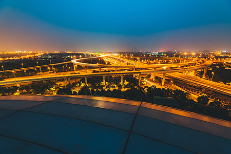 夜晚公路城市立交桥夜景背景