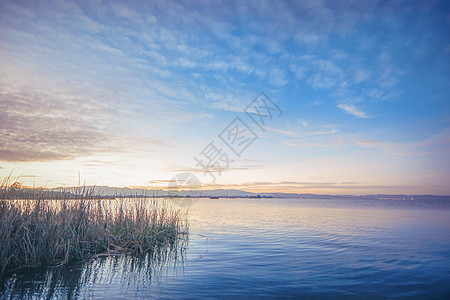 晚霞海边滇池湿地晚霞背景