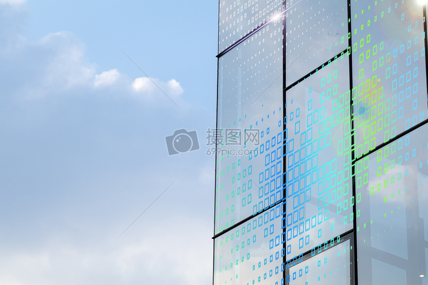 信息光束与玻璃建筑图片