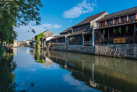 浙江义乌江南古镇南浔风光背景