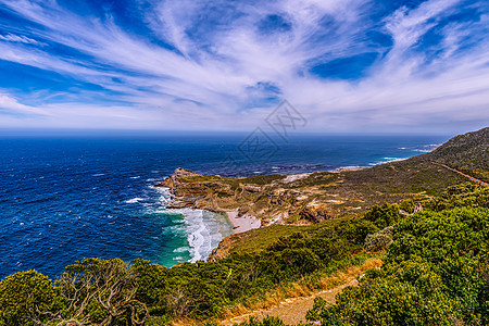 海滩俯瞰远眺南非好望角海峡背景