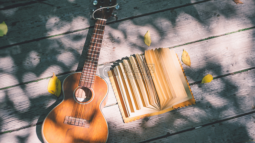 吉他叶子与日记本图片素材_免费下载_jpg图片格式_VRF高清图片500465308_摄图网