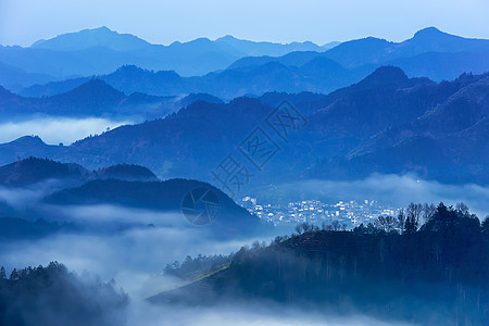 护士节宣传海报黎明时分的小山村背景