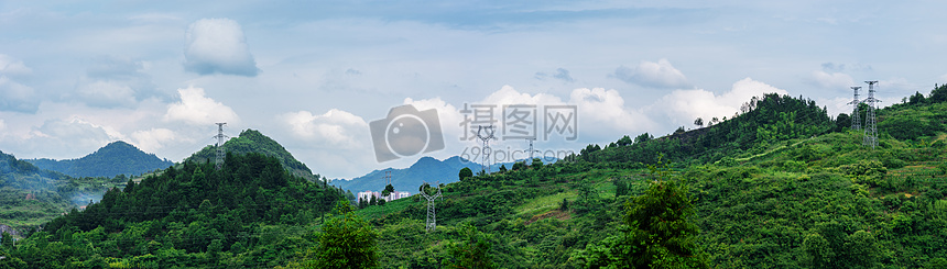 绿色山脉山川山岭全景图片