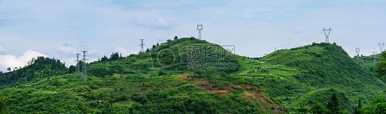 绿色山脉山川山岭全景图片