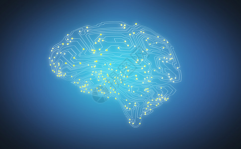 蓝色科技电路大脑图片