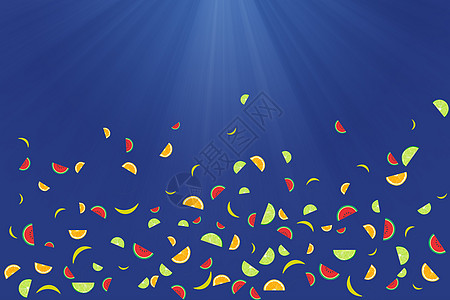 橙子切片漂浮的水果切片海底海水背景设计图片