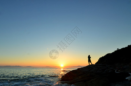 夕阳 男人背景