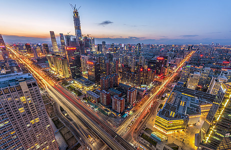 路夜景北京城市天际线背景