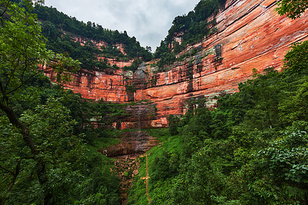 火峡谷谷佛光岩瀑布背景